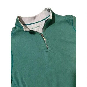 Tommy Bahama Jeans Reversible ½ Zip Pullover Sweater Mens Small teal Cotton